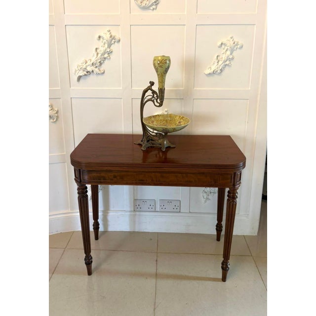 George III Mahogany Reeded Legs Fold Over Top Hall Card Console Table by Gillows, 1780 For Sale - Image 12 of 13