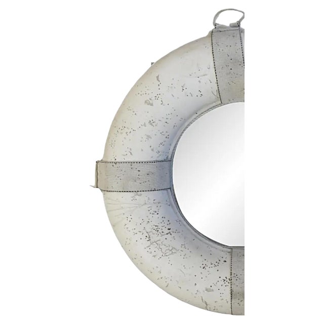 Vintage Nautical Beach House Ocean Boat Life Preserver Mirror For Sale - Image 4 of 7