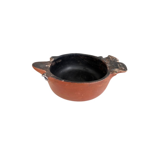 From a private collection, this traditional Indigenous Karajá ceramic zoomorphic bowl showcases authentic terracotta...