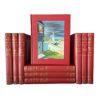 Vintage Children's Red & Gilt Books, Complete Set of 10 For Sale