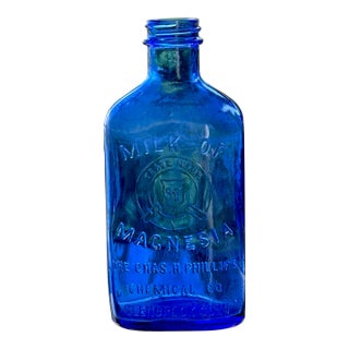 Vintage Cobalt Blue Phillips Milk of Magnesia Bottle For Sale