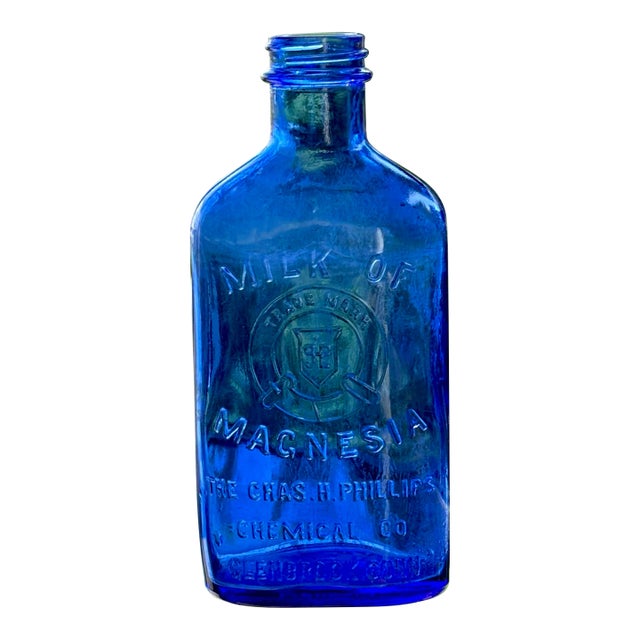 Vintage Cobalt Blue Phillips Milk of Magnesia Bottle For Sale