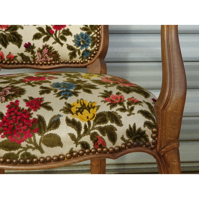Louis XV Convertible Armchair with Brocade Fabric, 1950s For Sale - Image 4 of 18
