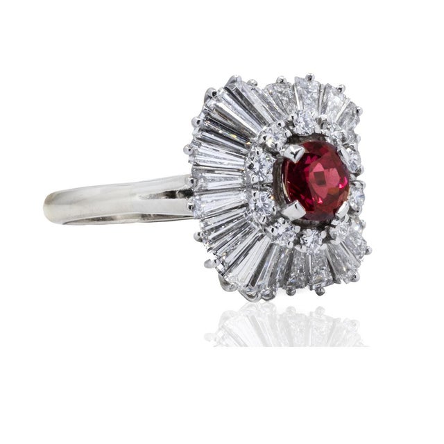 Contemporary Late 20th Century Platinum Ruby Ring, Size 5 For Sale - Image 3 of 4