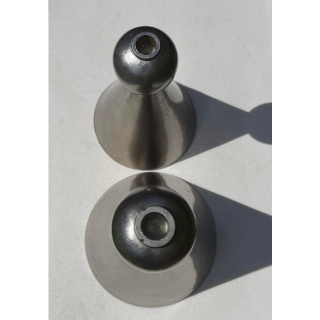 Late 20th Century Vintage Sculptural Postmodern Ceramic Candleholders, Graduated Pair For Sale - Image 5 of 12