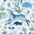 Schumacher SAMPLE - Schumacher X Happy Menocal Beasts Indoor/Outdoor Fabric In Blue And Green For Sale - Image 4 of 5