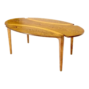 Studio Made Sculptural Legs Oval Shape Dining Table on Tapered Legs