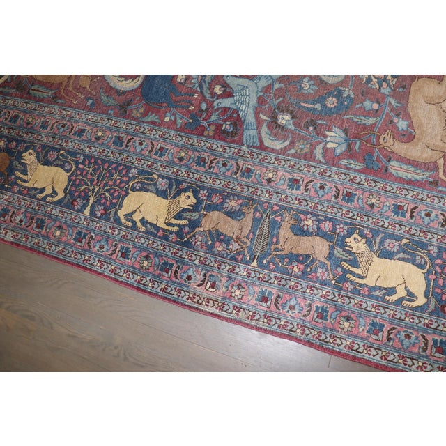 Animal Motif Persian Meshed early 20th Century Rug - 10'1" x 13'5" For Sale - Image 11 of 14