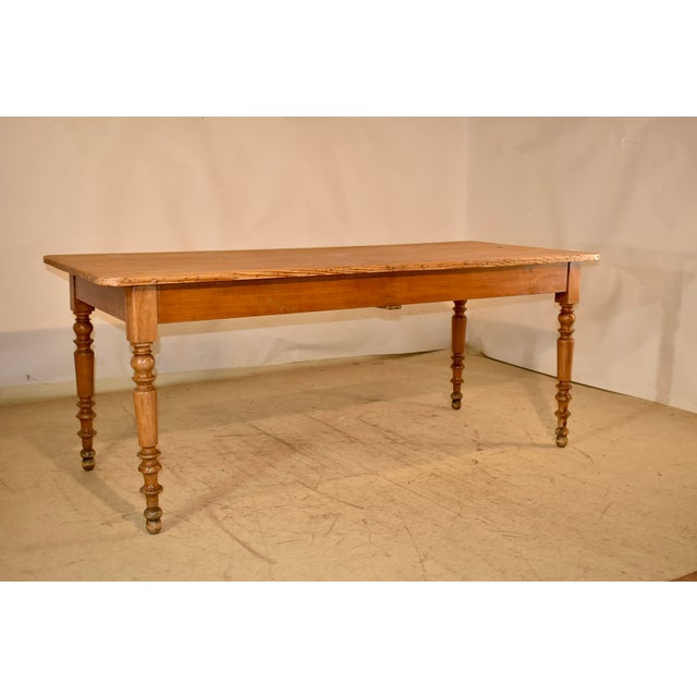 Wood 19th Century French Cherry and Pine Farm Table For Sale - Image 7 of 12