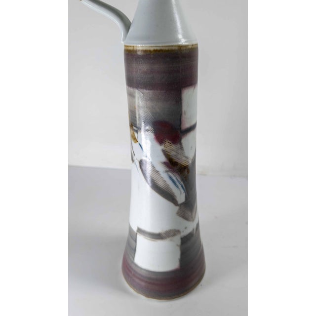 80s or 90s Mid-Century Modern Style Art Pottery Pitcher Vase For Sale - Image 9 of 12