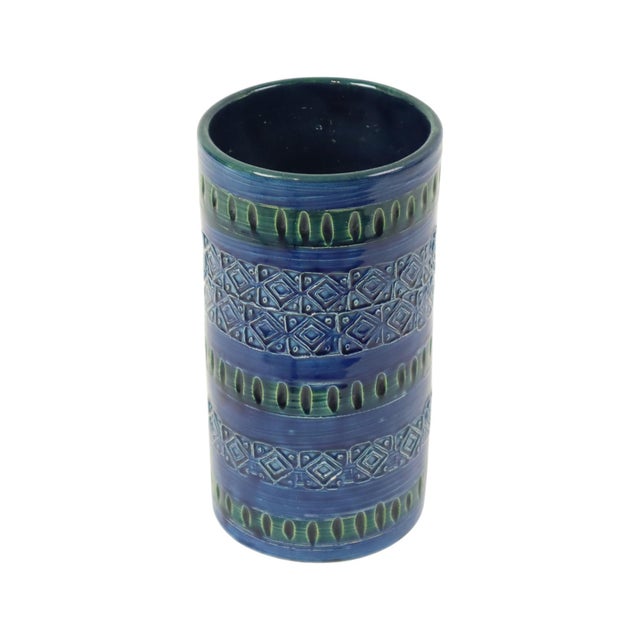 Ceramic Vintage Italian Ceramiche Minerva Blue Ceramic Vase, 1960s For Sale - Image 7 of 12