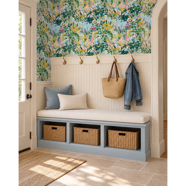 Wild Flower Hour Grasscloth Wallpaper by House Party | 8 Yards For Sale - Image 4 of 12