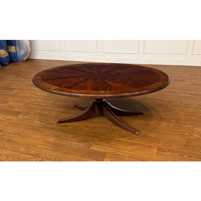 Hepplewhite Traditional Oval Mahogany Cocktail Table by Leighton Hall - Made to Order For Sale - Image 3 of 12