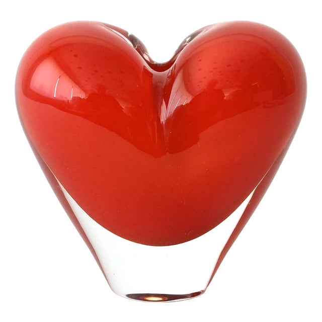 Heavy Red Glass Heart from JS For Sale
