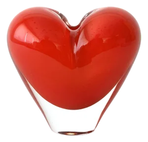 Heavy Red Glass Heart from JS