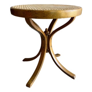 Vintage CCFM Bentwood Martini Table Mid Century Modern Cane Rattan Side Stand Thonet Style For Sale