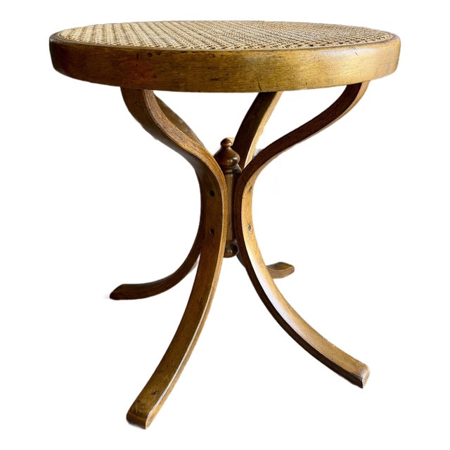 Vintage CCFM Bentwood Martini Table Mid Century Modern Cane Rattan Side Stand Thonet Style For Sale