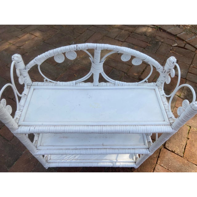 White Vintage Wicker Wall Shelf For Sale - Image 8 of 9