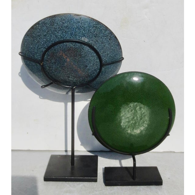 MCM Enamel Trays on Stands - A Pair of 2 For Sale In New York - Image 6 of 7