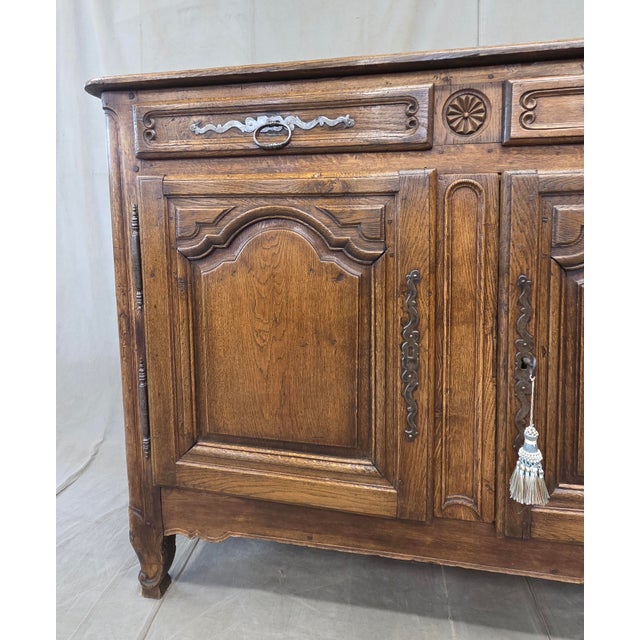 Wood Antique 19th Century French Provincial Oak Buffet With Lined Interior For Sale - Image 7 of 18