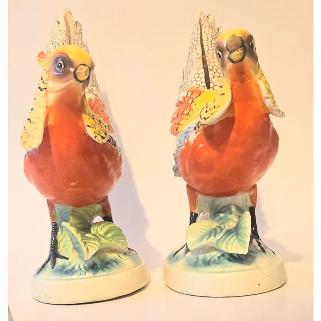 Vintage Folk Art Pheasant Figurines- A Pair For Sale - Image 4 of 18