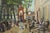 French Large French Artist Signed Oil Painting on Canvas of Courtyard For Sale - Image 3 of 18