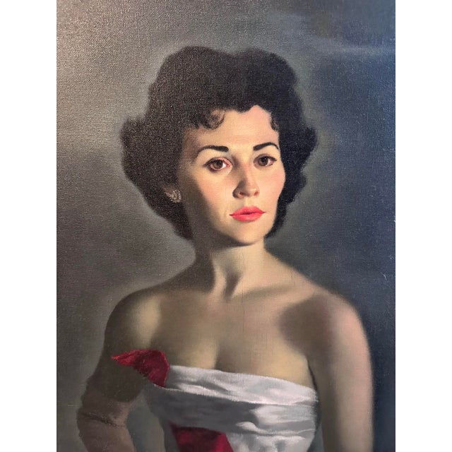 Mid-Century Modern 1950's Oil Portrait of Norma Carlin Kipnis by Julian Courtenay Hunt For Sale - Image 3 of 11
