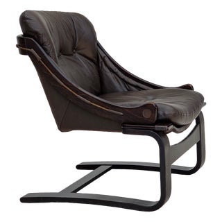 Swedish Armchair in Leather by Åke Fribytter, 1970s For Sale