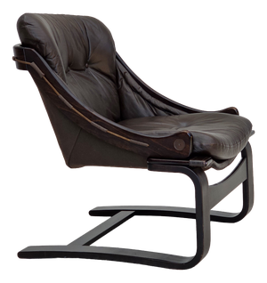 Swedish Armchair in Leather by Åke Fribytter, 1970s