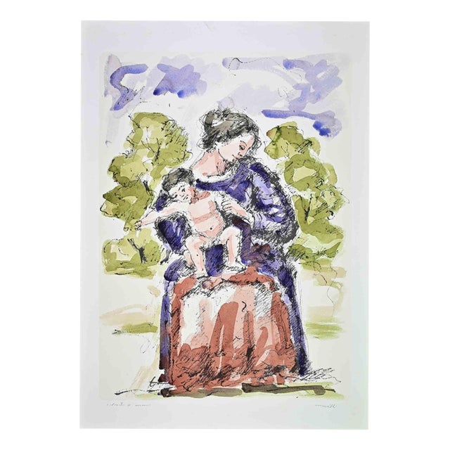 Franco Marzilli, Mother and Child, 1980s, Lithograph For Sale