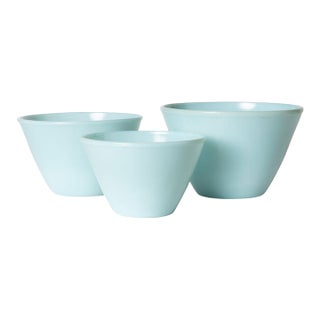 Mid 20th Century Rare Delphite Blue Fire King Nesting Bowls - Set of 3 For Sale