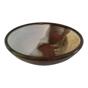 1980s Artisan Earthtone Centerpiece Pottery Bowl
