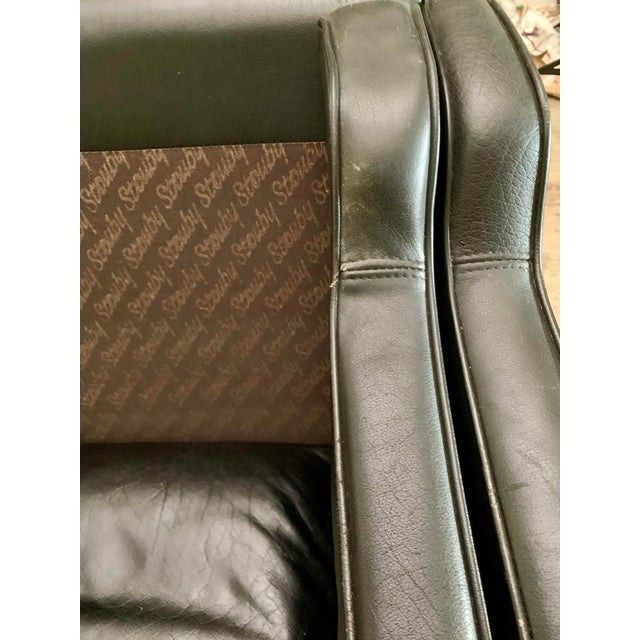 Mid 20th Century Danish Modern Beautiful Black Leather 3 Seat Sofa Wood Legs For Sale - Image 11 of 13