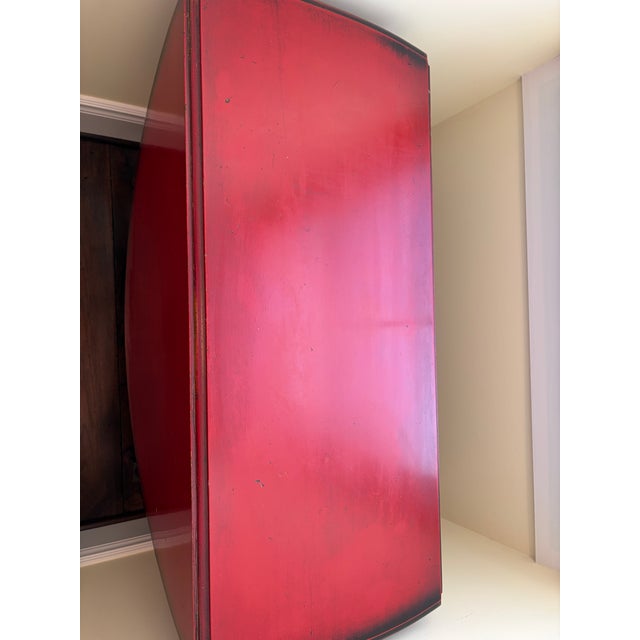 Vintage Antique Gateleg Drop-Leaf Table Red Lacquer For Sale - Image 4 of 10