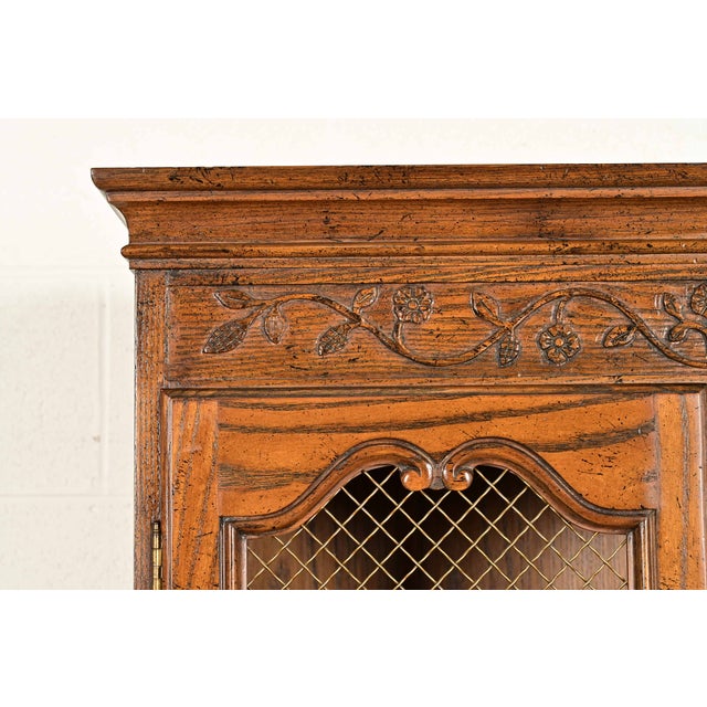 Baker Furniture French Provincial Louis XV Carved Oak Secretary Desk With Bookcase Hutch, Circa 1960s For Sale - Image 10 of 17