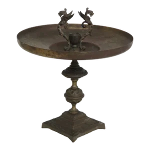 Gothic Late 1800s Candle Holder With Brass Pedestal Bowl 4074b