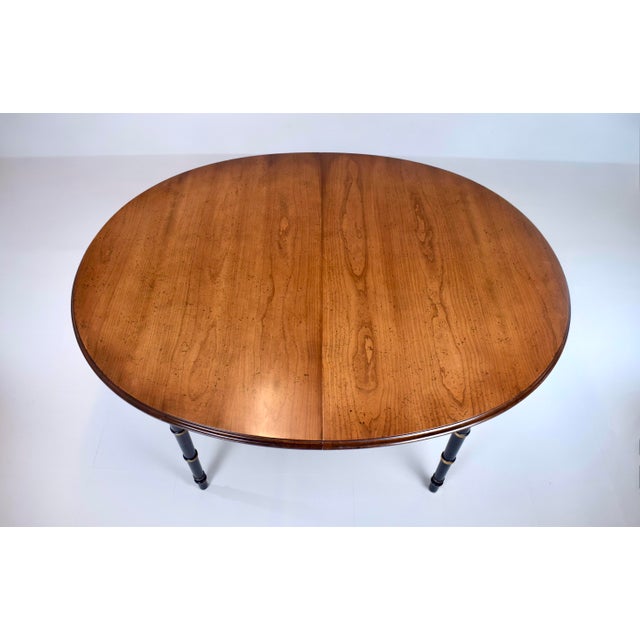 Baker Furniture Faux Bamboo Extendable Dining Table Black Lacquer With Gold Accents For Sale In Philadelphia - Image 6 of 14