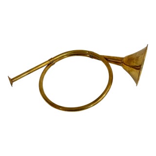 Vintage Solid Brass Decorative Hunting Horn or “Trompe De Chasse” For Sale