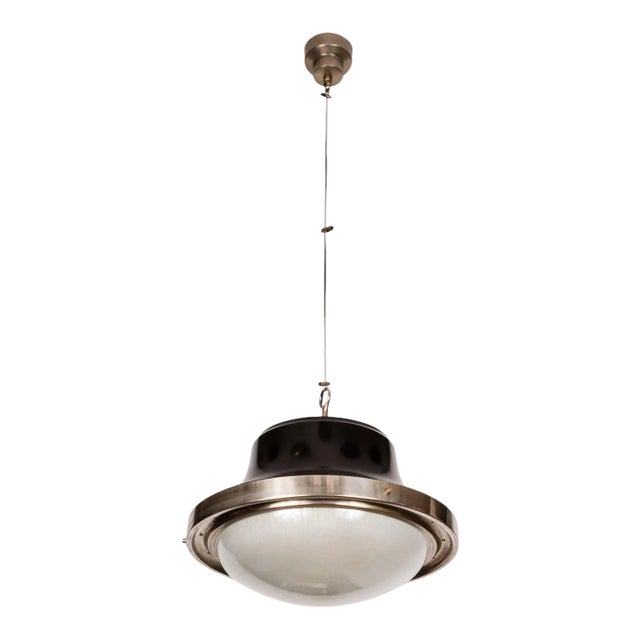 1960s Sergio Mazza 'Tau' Nickeled Brass Pendant for Artemide For Sale