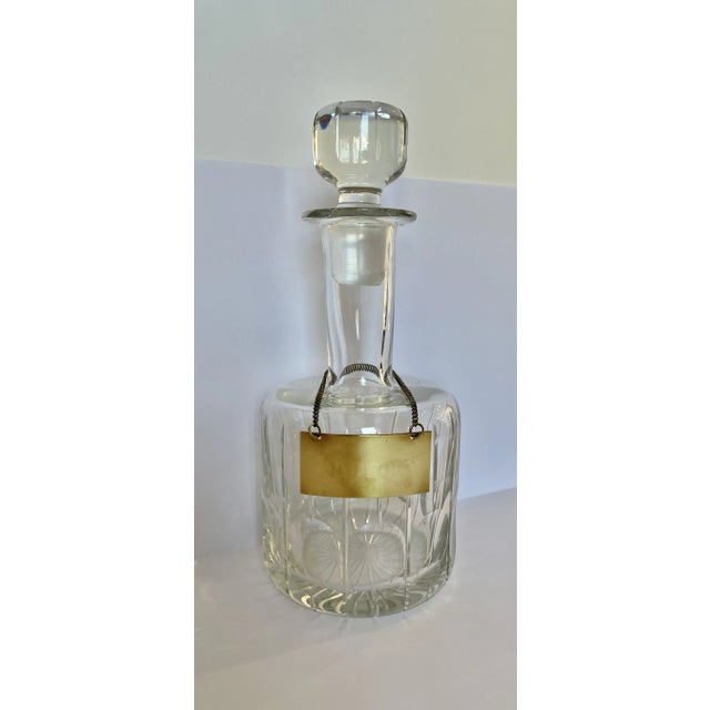 Transparent Lead Crystal Decanter With Bourbon Liquor Tag For Sale - Image 8 of 10