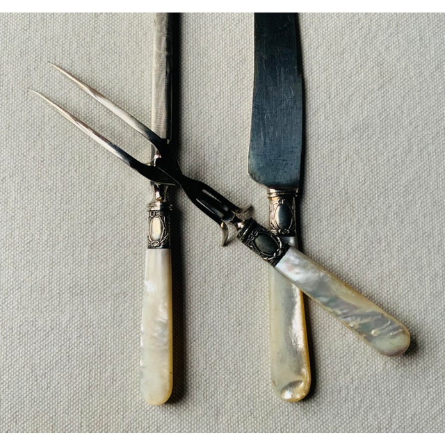 Silver 1900s Spaulding & Co. Sterling Silver & Mother-of-Pearl Carving Set | Gilded Age | Nantucket Estate For Sale - Image 8 of 18