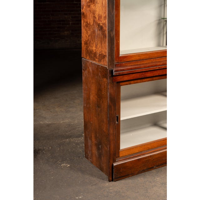 Brown Early 20th Century Oak Display Cabinet With White Interior For Sale - Image 8 of 15