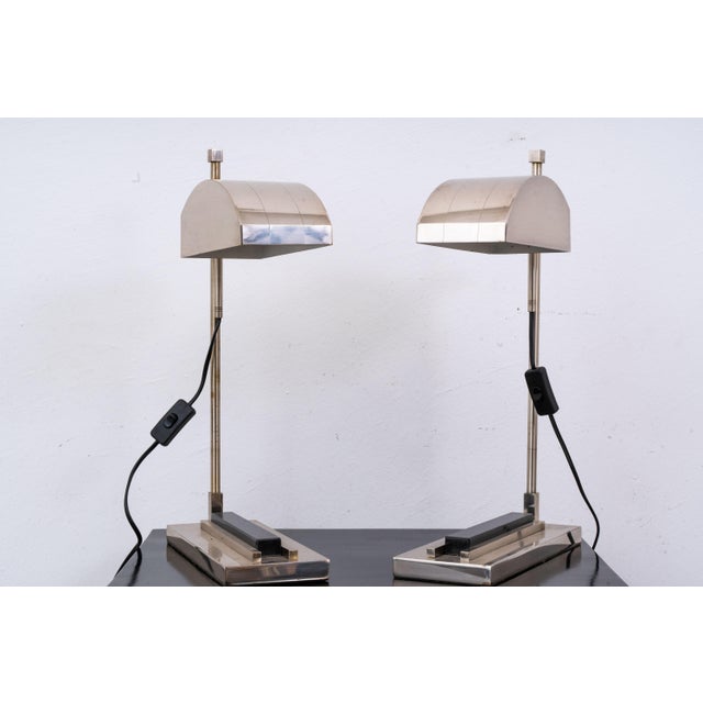 Table Lamps in Nickel Plated Brass and Granit by Marcel Breuer, 1920s, Set of 2 For Sale - Image 3 of 18
