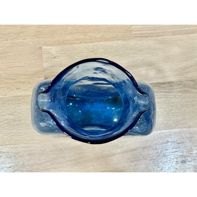 MCM Blue Blenko Glass Bottle For Sale - Image 9 of 10