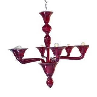 Translucent Red Murano Glass Chandelier from Simoeng, 1990s For Sale