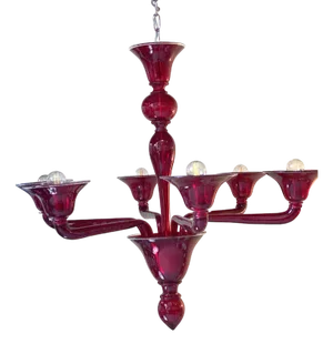 Translucent Red Murano Glass Chandelier from Simoeng, 1990s