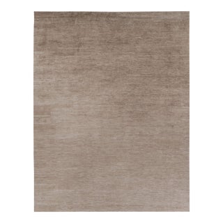 Rug & Kilim’s Oversized Modern Textural Rug in Brown, White and Beige Striae - 14x18 For Sale