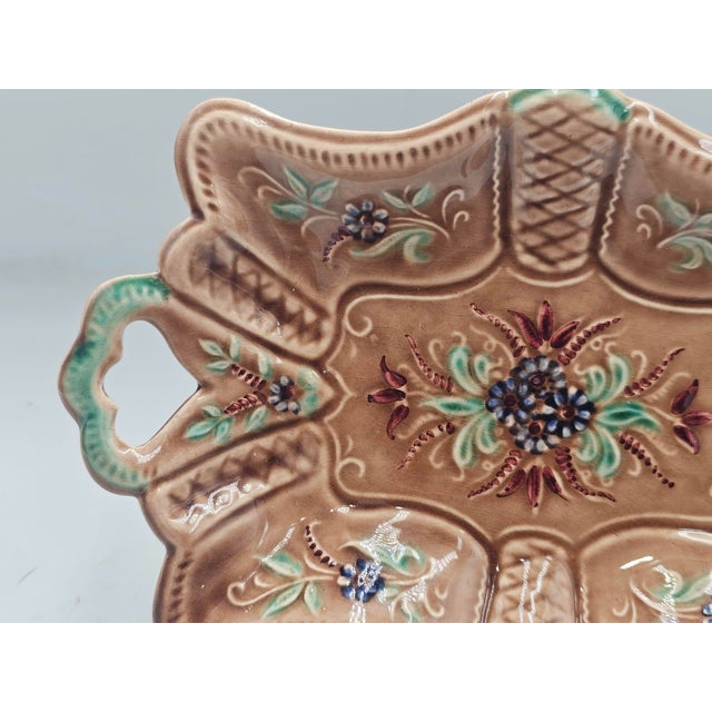 Brown Vintage Ceramic Majolica Platter from Haiden, 1960s For Sale - Image 8 of 10