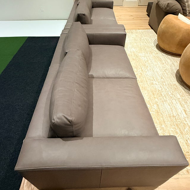 Pair of Crate & Barrel Oceanside 89” Leather Sofas For Sale - Image 12 of 16