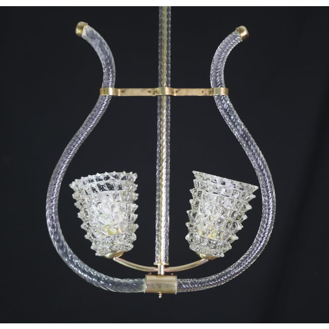 1940s Amazing 2 Light Clear Rostrato Murano Glass Chandelier by Barovier & Toso For Sale - Image 13 of 15